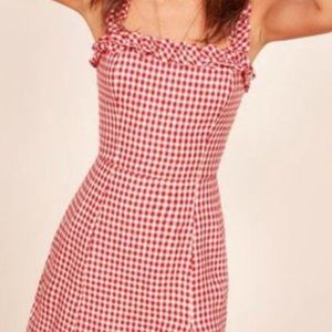 Persimmon dress- Reformation midi high slit dress